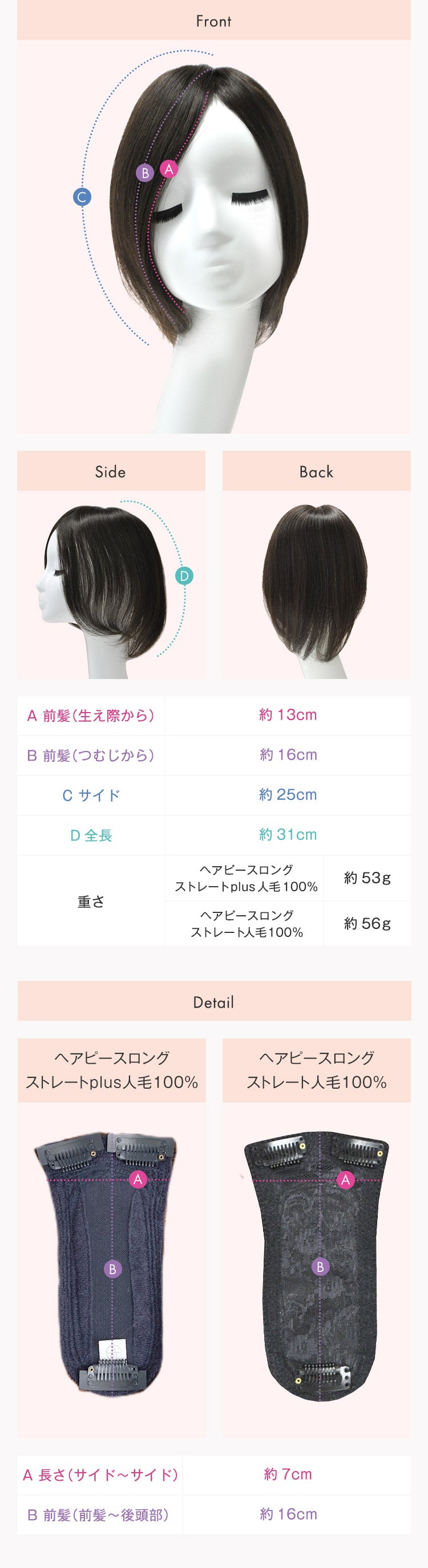 ヘアピース_ロングストレートplus人毛100%
