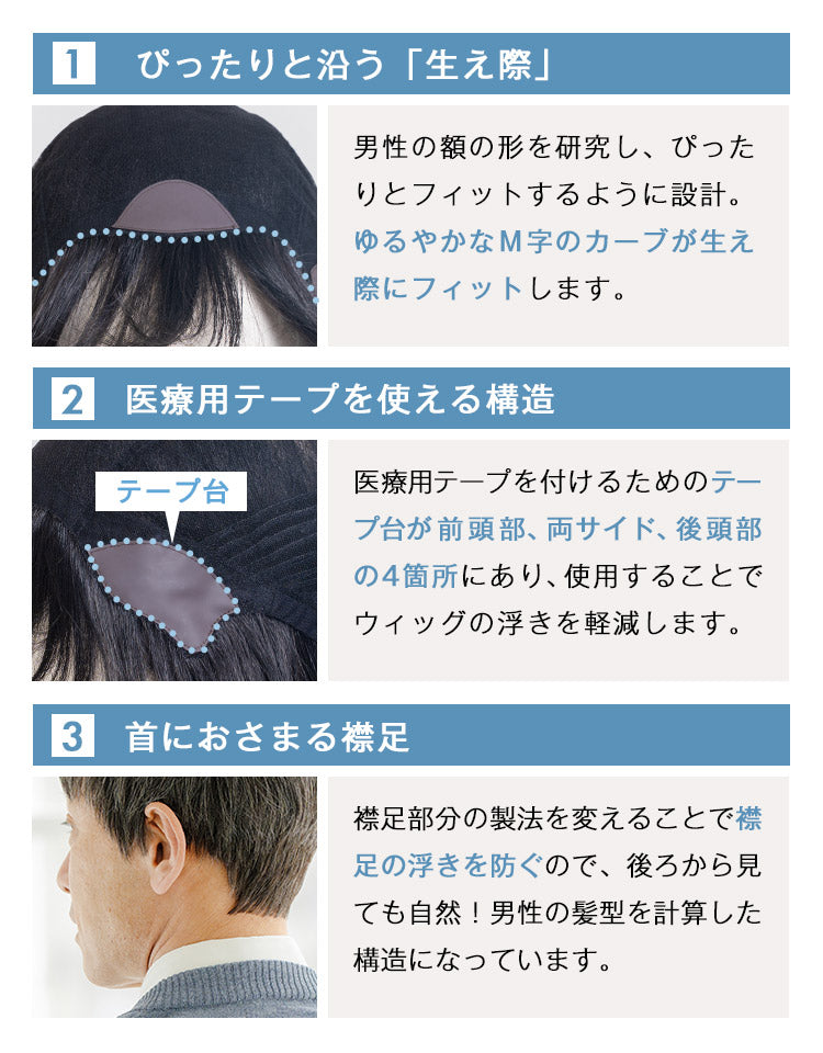 【メンズパンフ表紙掲載】ソリッドショート人毛MIX